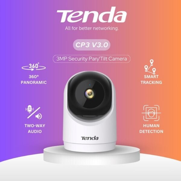 Tenda CP3 Pro V3 3MP AI Security Camera – 360° Pan/Tilt, Motion Tracking, Night Vision - Image 2