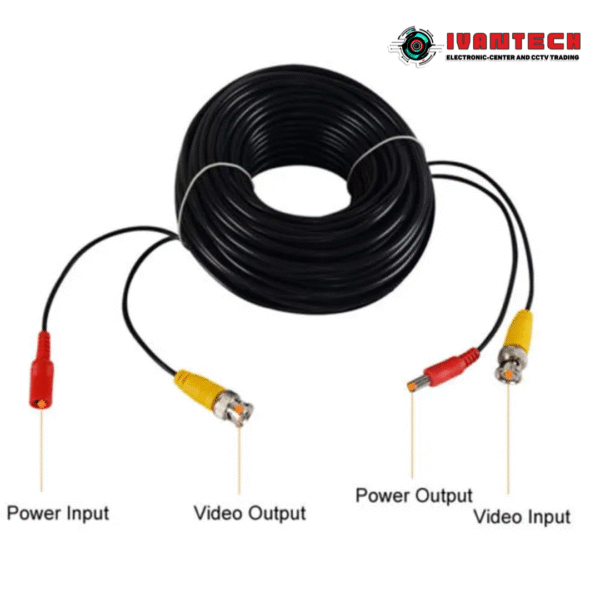 20M Premade Siamese Cable for CCTV Systems – High-Quality RG59 Coaxial + 2-Core Power Cable, Pre-Assembled BNC & DC Connectors for Easy Installation, Ideal for HD Analog Cameras, DVR, and Security Systems - Image 3