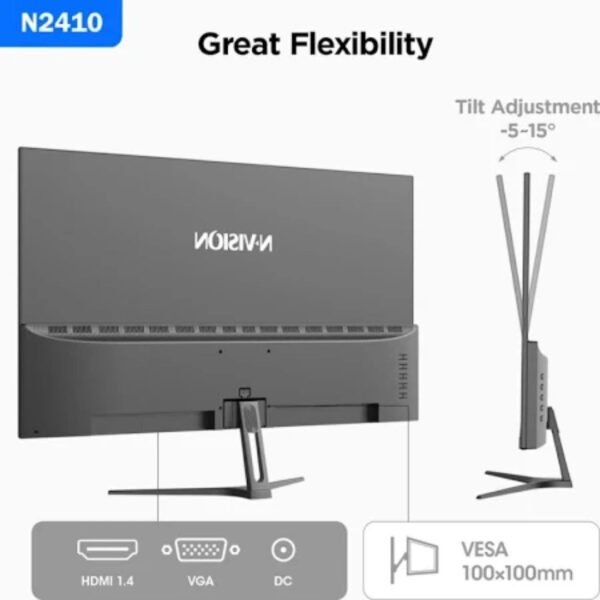 NVision N2410 23.8" VA Monitor | Full HD 1080p, 100Hz, Frameless Design, Eye-Care Technology - Image 3