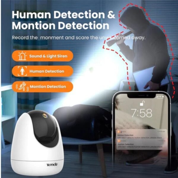 CP3 PRO 3MP Pan-Tilt Security Camera – Wi-Fi 6 Indoor Surveillance with AI Detection & One-Touch Call - Image 2