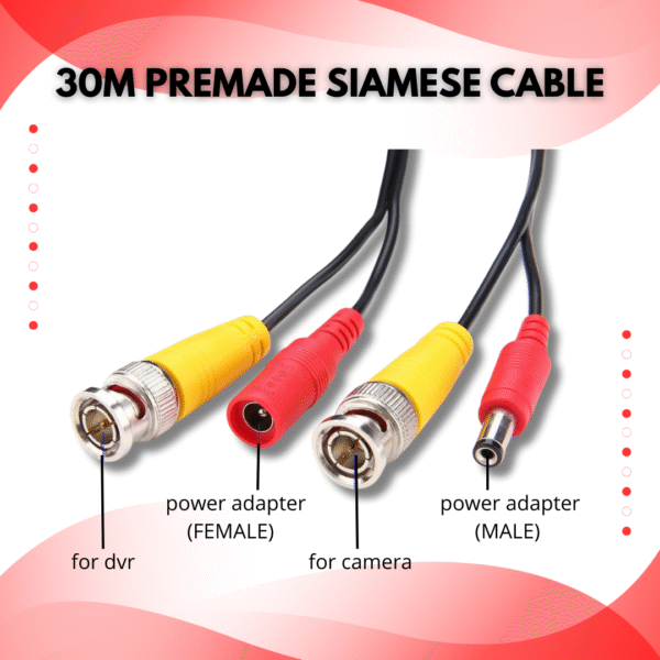 30M PREMADE SIAMESE CABLE