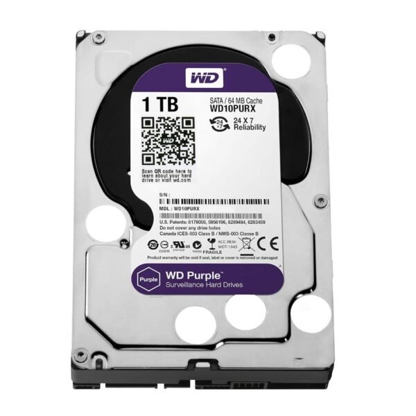 Western Digital Purple 1TB Surveillance HDD – Model WD10PURX | 3.5" SATA Hard Drive for 24/7 CCTV Systems - Image 2