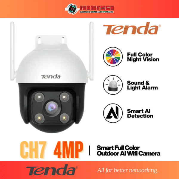 Tenda CH7 4MP Wi-Fi Bullet Camera – Full Color Night Vision, AI Human Detection, Two-Way Audio, Remote Monitoring via App, Wireless Security Solution, IP66 Weatherproof, Outdoor CCTV Camera - Image 2