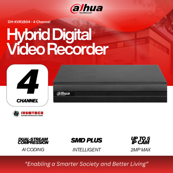 Dahua DH-XVR1B04-I 4-Channel Penta-brid 1080N/720P Cooper 1U DVR – Hybrid Analog + IP, SMD Plus, AI Coding, 1 HDD/SSD, Long-Range Coax Support - Image 3
