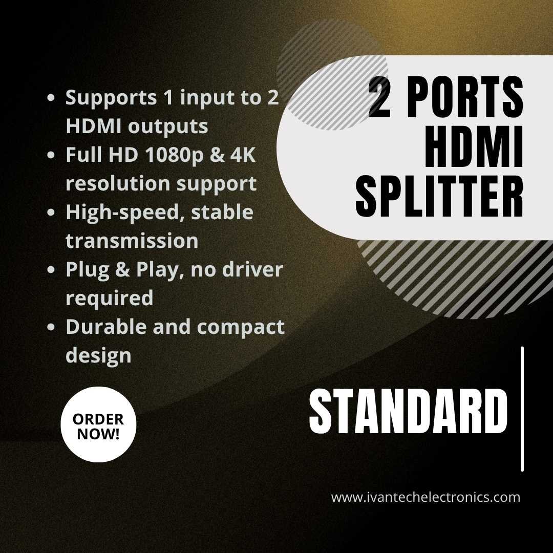 2 Ports HDMI Splitter Standard – Dual Display, Full HD 1080p, Plug & Play - Image 3