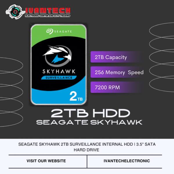 Seagate SkyHawk 2TB Surveillance Internal HDD | 3.5" SATA Hard Drive | Optimized for 24/7 Video Recording | SkyHawk Health Management | Enhanced Reliability | Up to 64 HD Cameras Supported