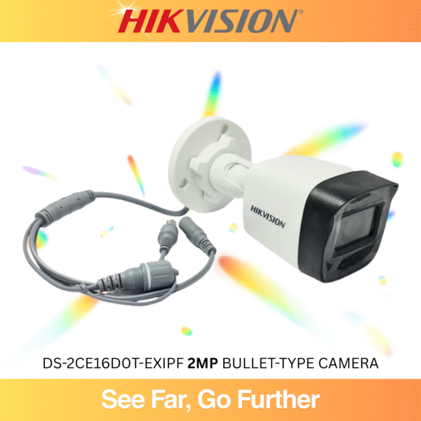 Hikvision DS-2CE16D0T-EXIPF 2MP HD Bullet Camera – 1080p Resolution, EXIR 2.0 Night Vision up to 20m, Smart IR, 4-in-1 Output (TVI/AHD/CVI/CVBS), IP67 Weatherproof, Multiple Lens Options, Outdoor CCTV - Image 2