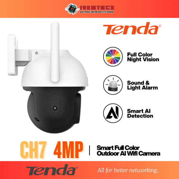 Tenda CH7 4MP Wi-Fi Bullet Camera – Full Color Night Vision, AI Human Detection, Two-Way Audio, Remote Monitoring via App, Wireless Security Solution, IP66 Weatherproof, Outdoor CCTV Camera - Image 4