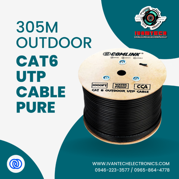 305M Outdoor CAT6 UTP Cable – Pure Copper, Waterproof UV-Resistant, High-Speed 1000Mbps LAN Network Ethernet Cable for CCTV, ISP, Data & Internet Connection – COMLINK Durable UTP Roll - Image 2