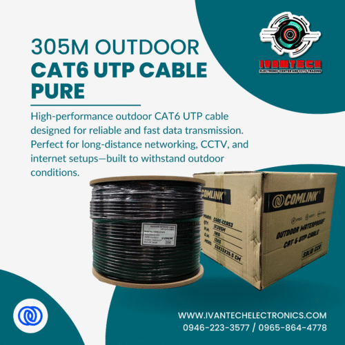 305M Outdoor CAT6 UTP Cable – Pure Copper, Waterproof UV-Resistant, High-Speed 1000Mbps LAN Network Ethernet Cable for CCTV, ISP, Data & Internet Connection – COMLINK Durable UTP Roll