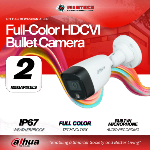 Dahua DH-HAC-HFW1239CN-A-LED 2MP Full-Color HDCVI Bullet Camera – Built-in Mic, LED Illumination, 1080p, 3.6mm Lens, IP67 Weatherproof - Image 3