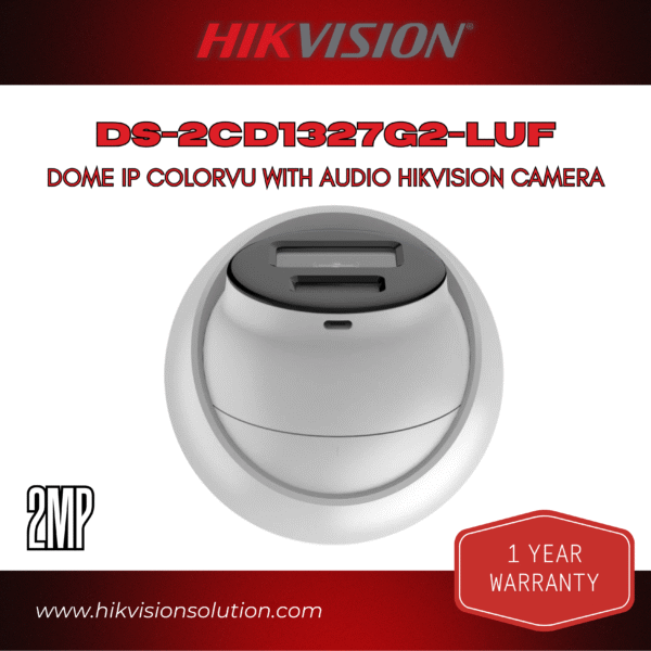 Hikvision DS-2CD1327G2-LUF 2MP Dome IP Camera | ColorVu Full-Color Night Vision, Built-in Microphone, Smart Human & Vehicle Detection, Weatherproof Security CCTV Surveillance with Audio - Image 3