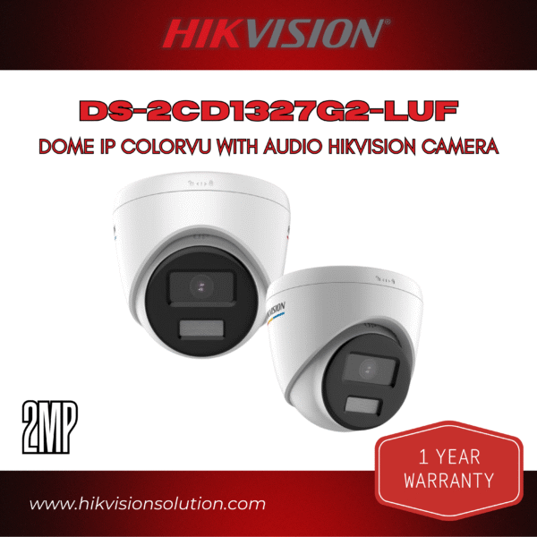 Hikvision DS-2CD1327G2-LUF 2MP Dome IP Camera | ColorVu Full-Color Night Vision, Built-in Microphone, Smart Human & Vehicle Detection, Weatherproof Security CCTV Surveillance with Audio - Image 4