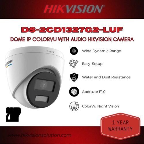 Hikvision DS-2CD1327G2-LUF 2MP ColorVu Dome Camera – Full HD CCTV