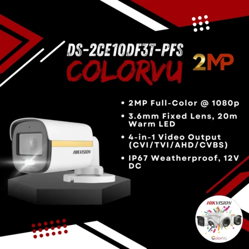 Hikvision DS-2CE10DF3T-PFS 2MP ColorVu Bullet Camera – 1080p Full HD