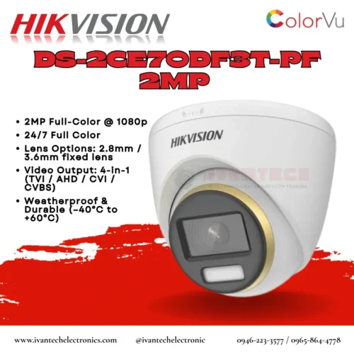 Hikvision DS-2CE70DF3T-PF 2MP ColorVu Dome Camera – 1080p Full HD
