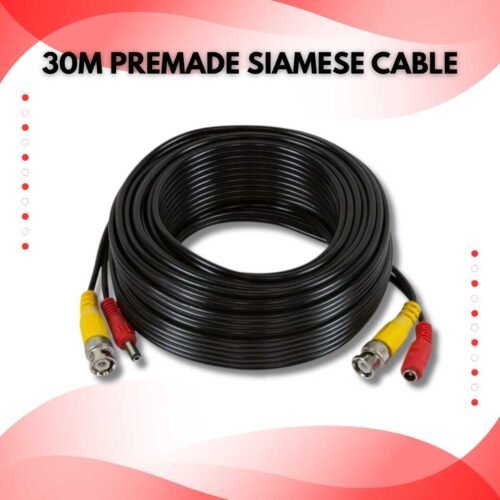 30M Premade Siamese CCTV Cable with BNC & AMP; DC Connectors