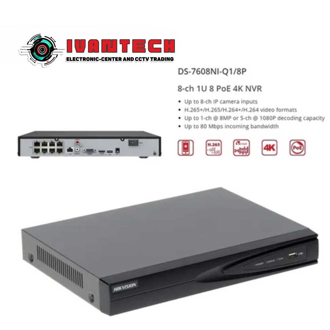 Hikvision DS-7608NI-Q1/8P 8CH 4K PoE NVR – H.265+ Network Video Recorder - Image 3