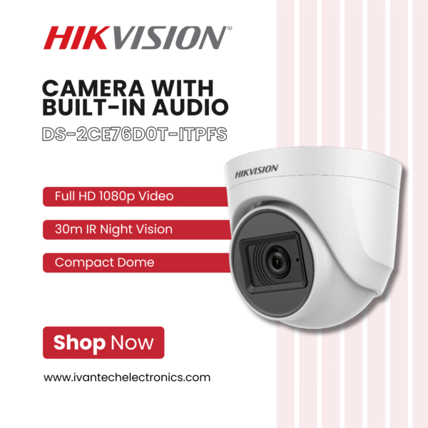 DS-2CE76D0T-ITPFS 2MP Dome Hikvision Camera with Built-in Audio | Full HD 1080p, IR Night Vision, IP67 Weatherproof, PoE Support, Motion Detection, Remote Access for Home & Business Security - Image 5
