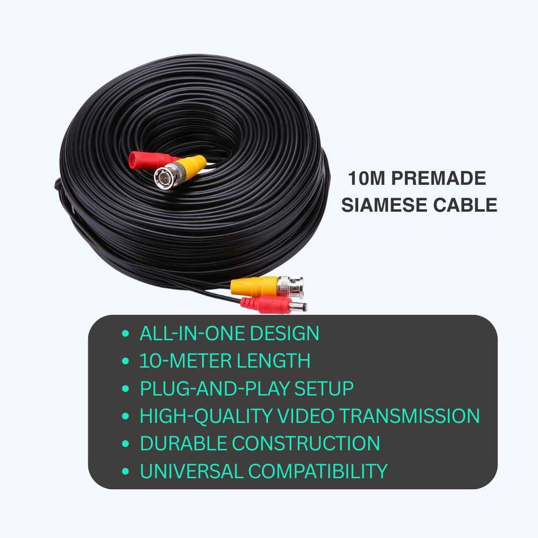 10M Premade Siamese Cable – RG59 Video & Power Cable for CCTV Cameras - Image 3