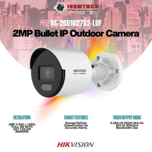 Hikvision DS-2CD1027G2-LUF 2MP ColorVu Bullet IP Camera – Full HD