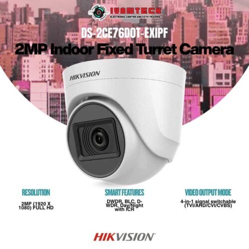 Hikvision DS-2CE76D0T-EXIPF 2MP Dome Camera – 1080p Full HD CCTV