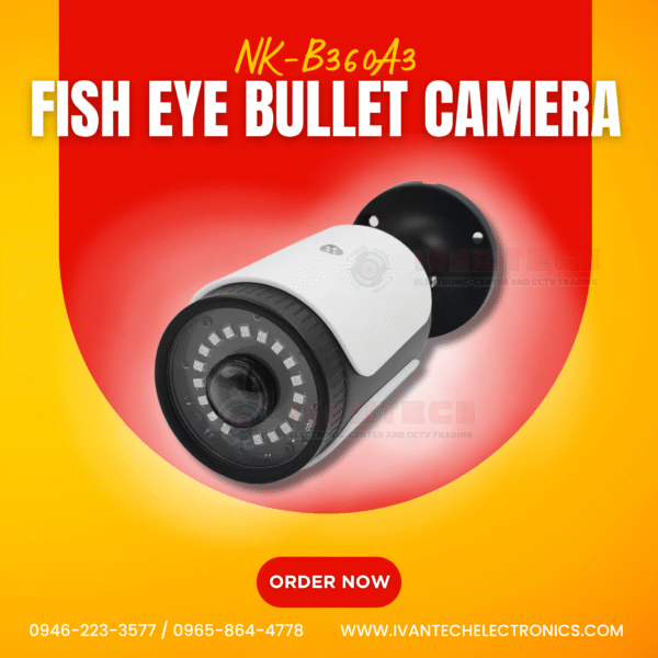 NK-B360A3 2MP Fisheye Bullet Camera – Wide-Angle Surveillance, Full HD 1080p, Night Vision, Weatherproof IP67, Motion Detection, Remote Viewing, Ideal for Indoor & Outdoor Security Systems - Image 2
