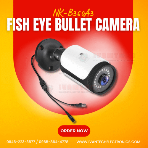 NK-B360A3 2MP Fisheye Bullet Camera – Wide-Angle Surveillance, Full HD 1080p, Night Vision, Weatherproof IP67, Motion Detection, Remote Viewing, Ideal for Indoor & Outdoor Security Systems