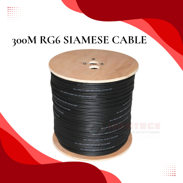 High-Performance 300M RG6 Siamese Coaxial Cable with Power | Premium CCTV Video & DC Power Transmission Cable | Durable, Low-Loss, Weatherproof Cable for Security Camera Systems – 300 Meters