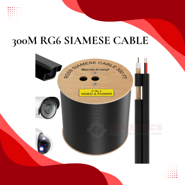 High-Performance 300M RG6 Siamese Coaxial Cable with Power | Premium CCTV Video & DC Power Transmission Cable | Durable, Low-Loss, Weatherproof Cable for Security Camera Systems – 300 Meters - Image 5