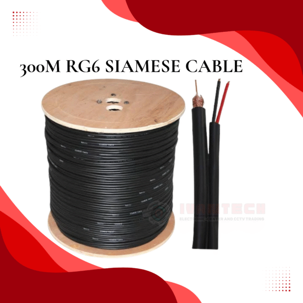 High-Performance 300M RG6 Siamese Coaxial Cable with Power | Premium CCTV Video & DC Power Transmission Cable | Durable, Low-Loss, Weatherproof Cable for Security Camera Systems – 300 Meters - Image 2