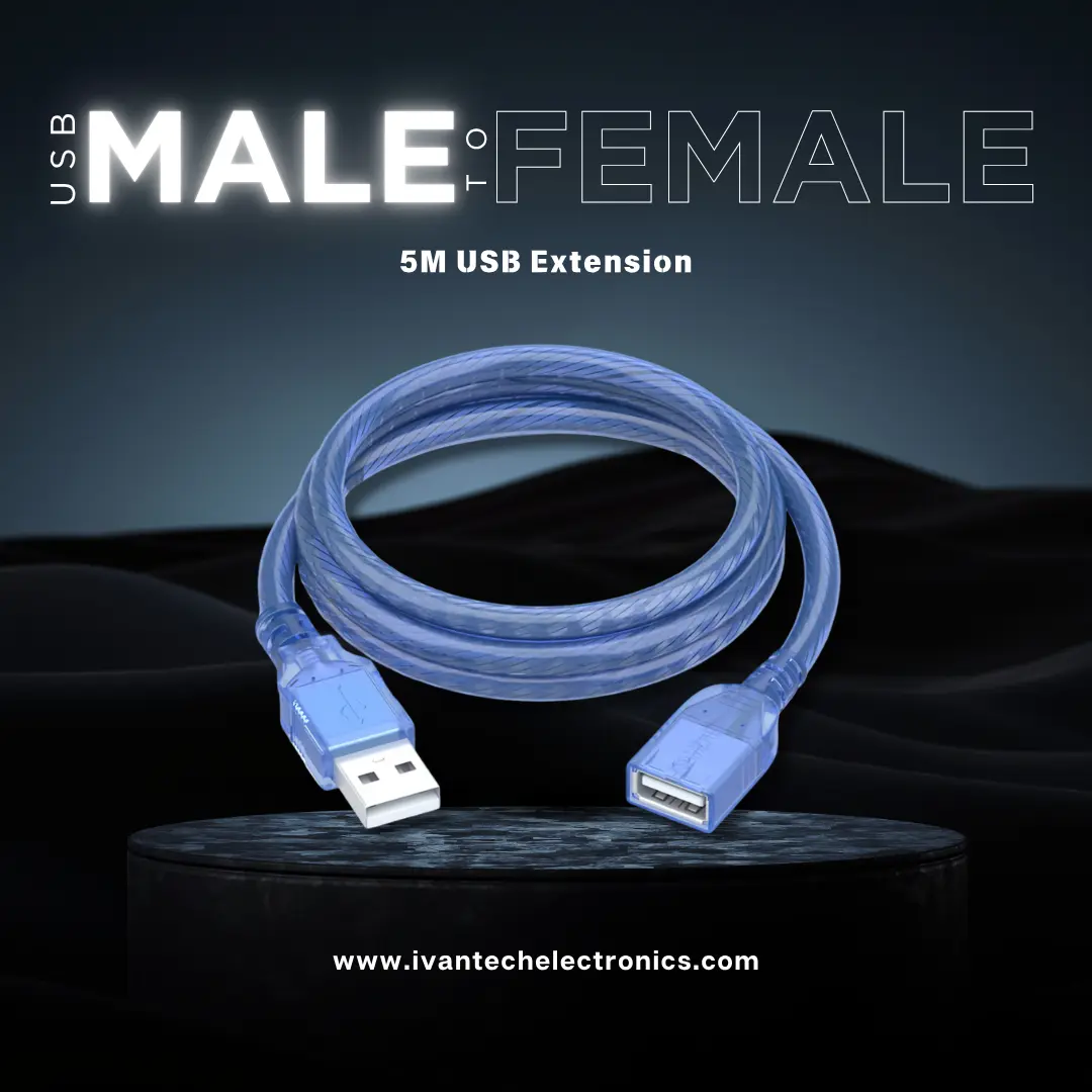5M USB 2.0 Male to Female Extension Cable – High-Speed Data Cord
